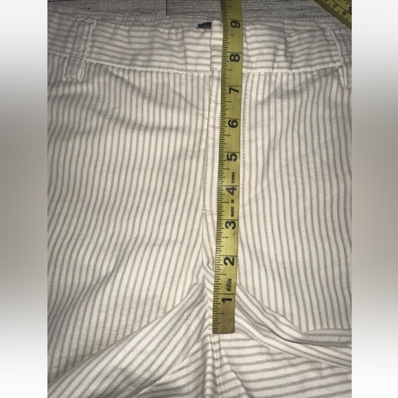 NEW Gap Women Sz 10 Beige Pants Capri Striped 100%Cotton Flat Front Wide - Picture 10 of 12